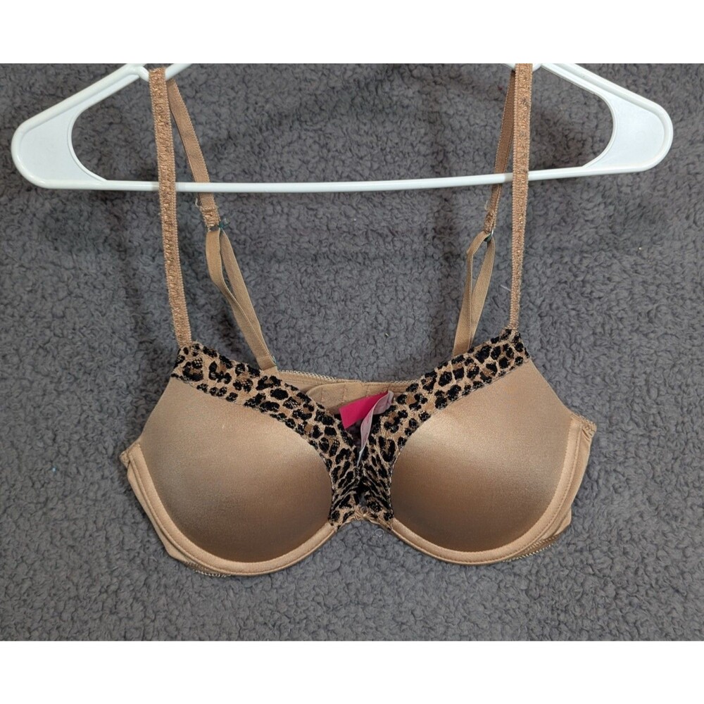 Victoria Secret Ultimate Push Up Bra 34B Nude Leopard J Hook Convertible